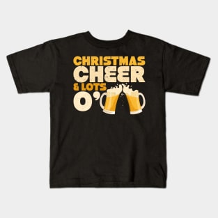 Christmas Cheer & Lots O' (Of) Beer - Distressed Design Kids T-Shirt